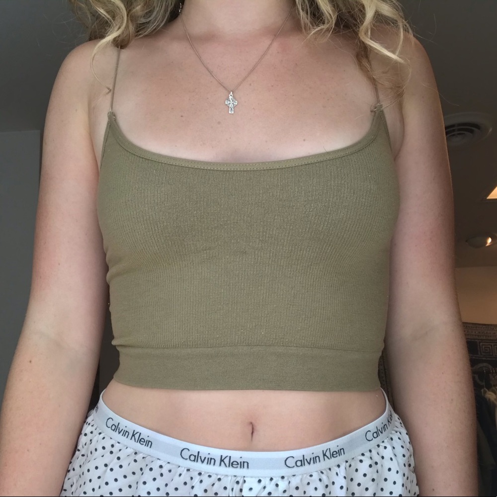 olive green crop tank top, Urban Outfitters